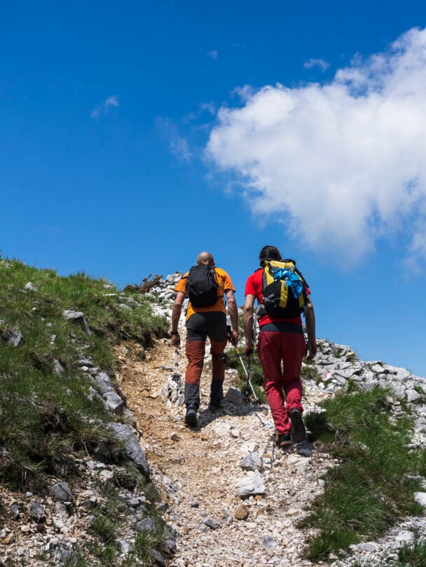 Three hikers Tuscany