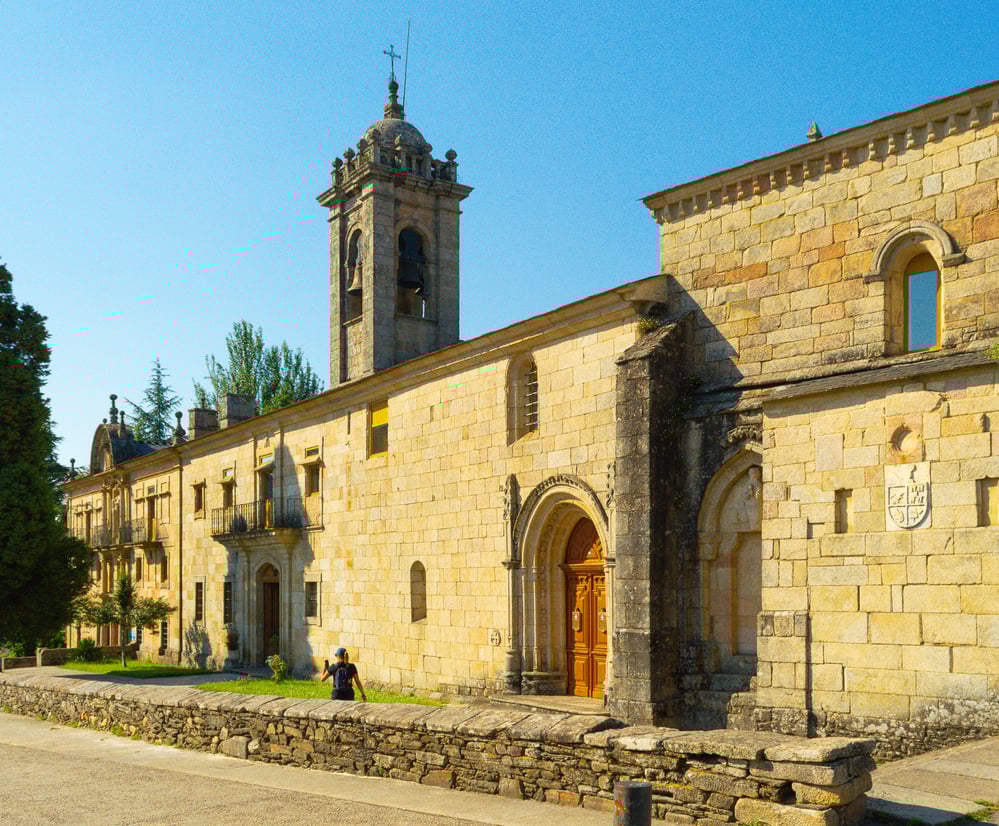 A medieval church in the Spanish town of Sarria, found along the Camino de Santiago.