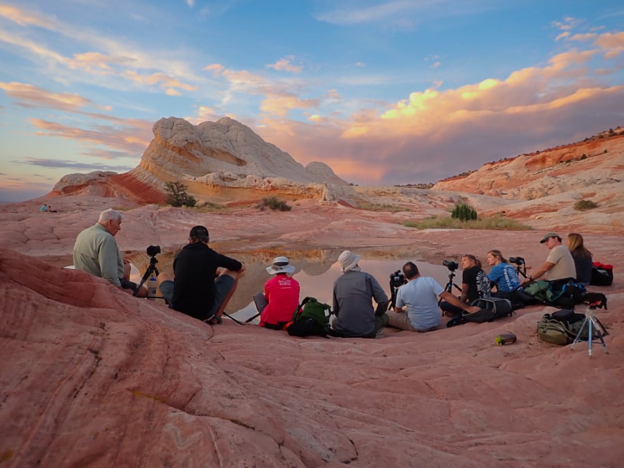 Photographers during a sunrise photography session at White Pocket.