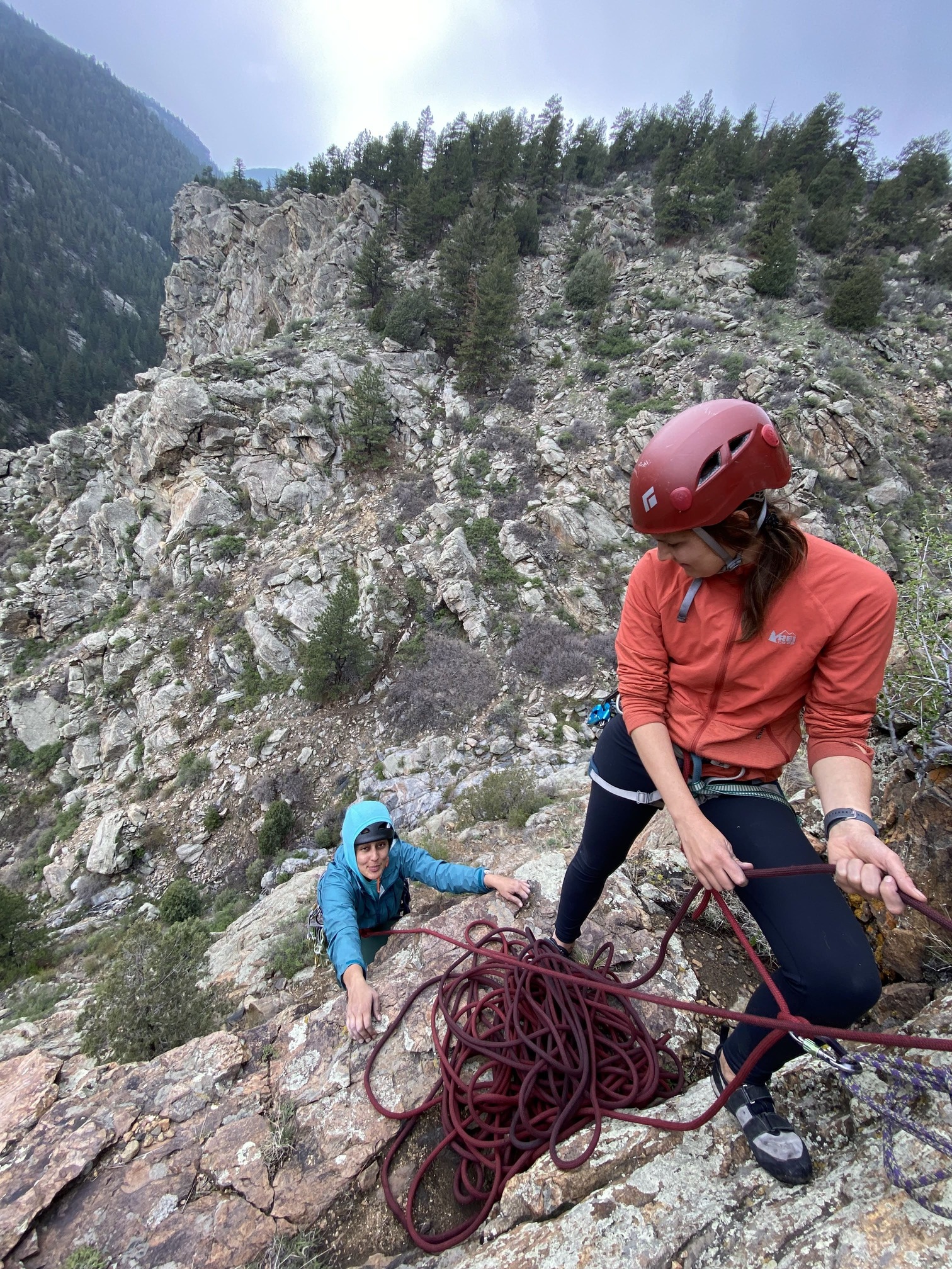 Two climbers in the Flatirons