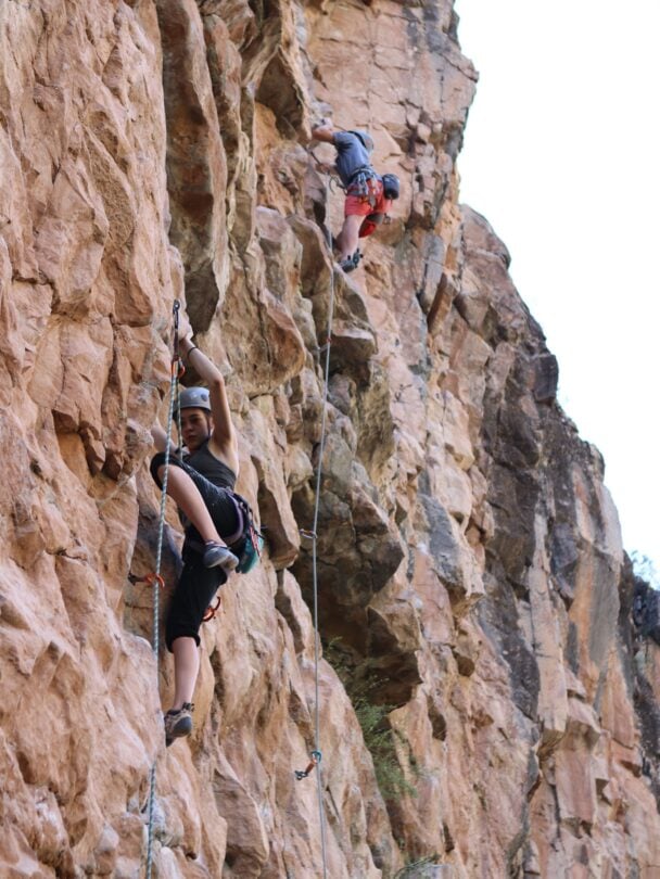 Guided rock climbing in Rifle Mountain Park