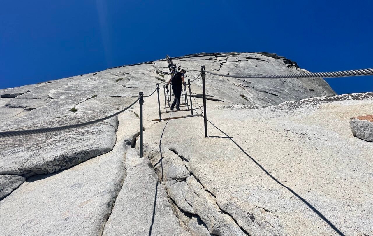 Climbing cable to Half Dome