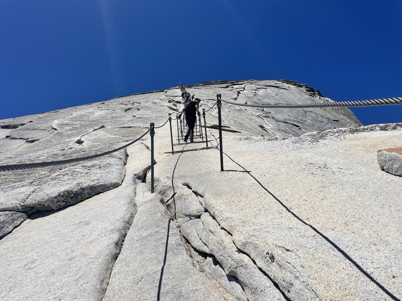 Climbing cable to Half Dome