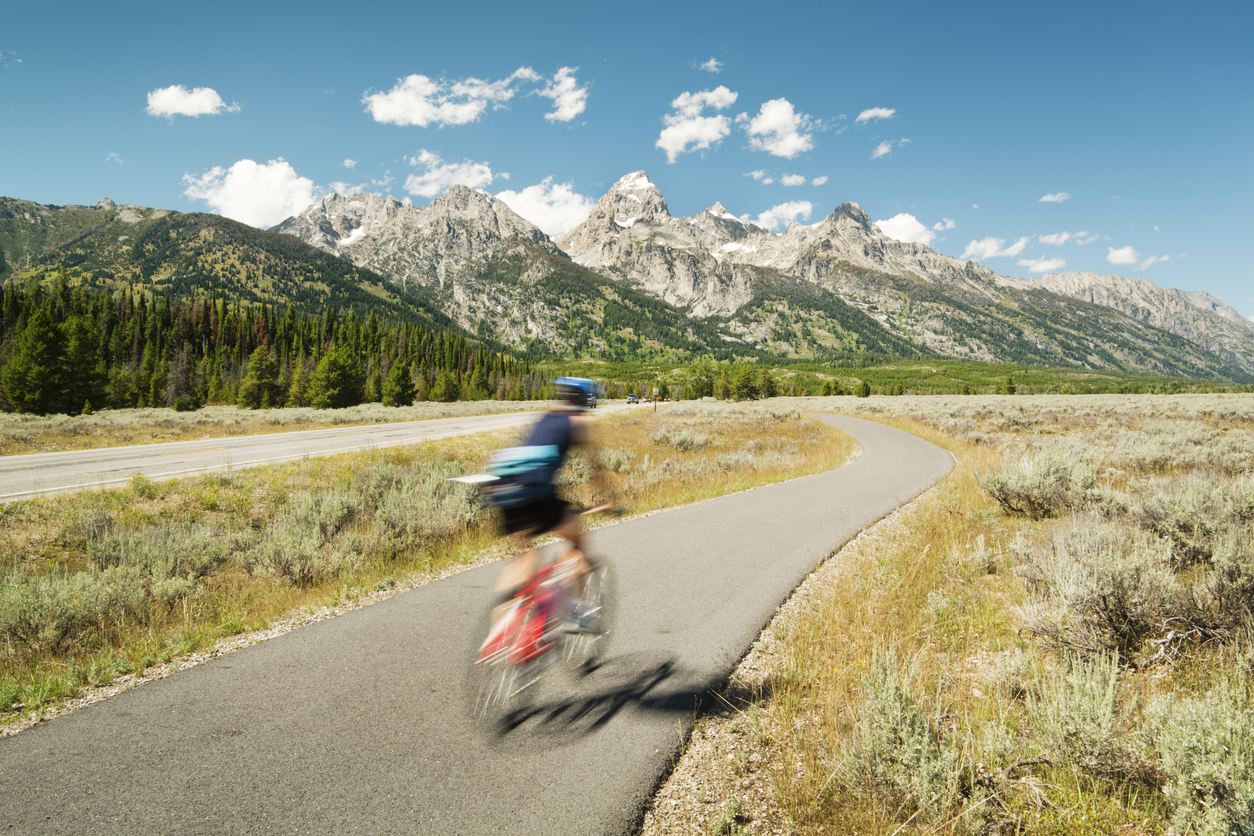 Cyclist in Grand Teton NP