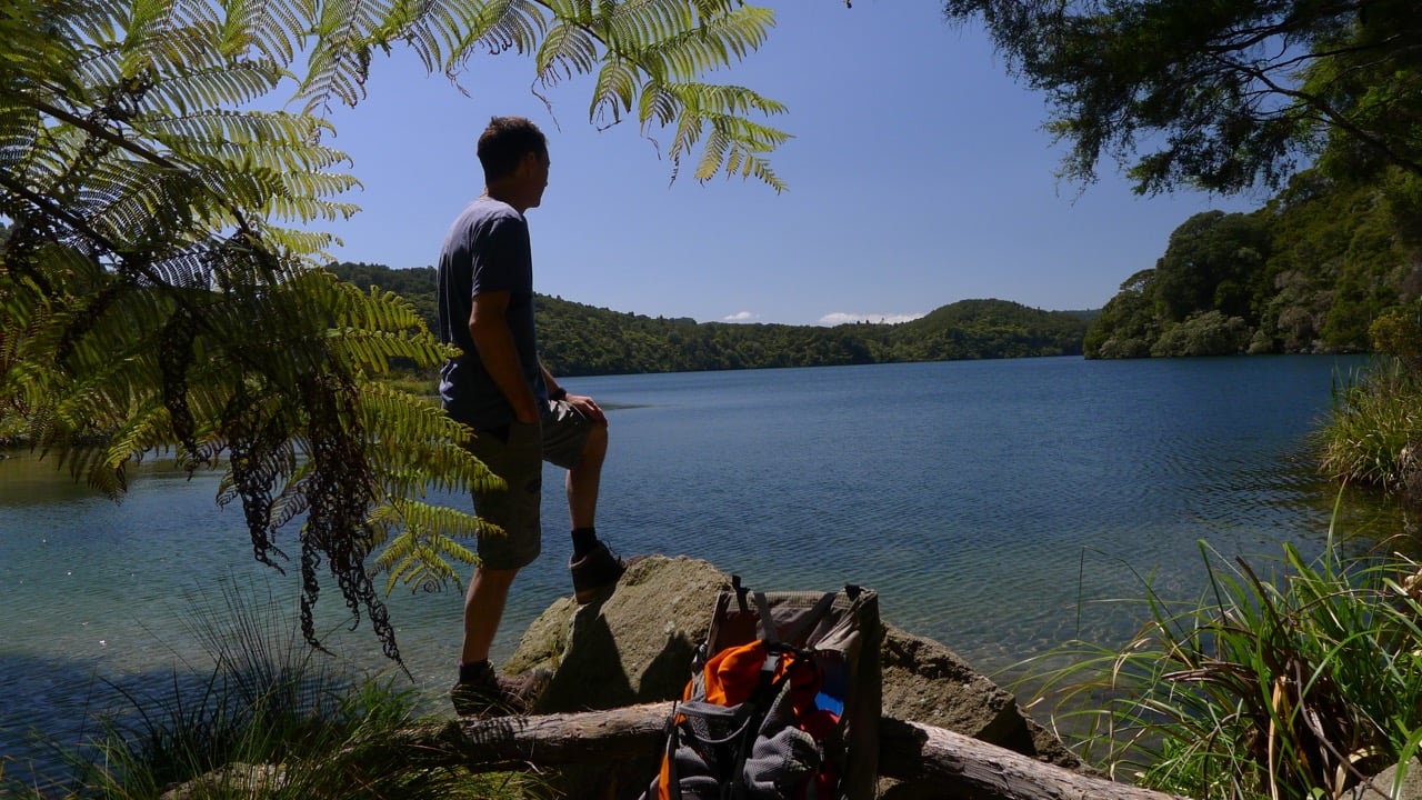 Hiker Lake Tarawera