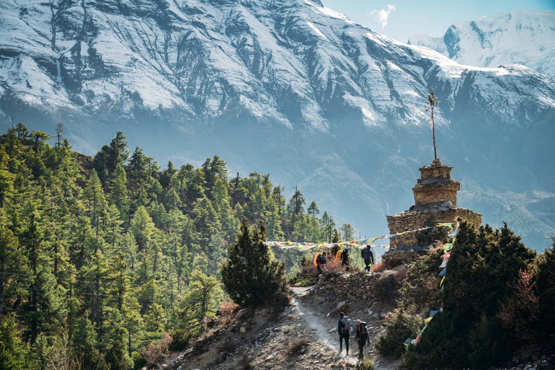 One trekker on the Annapurna