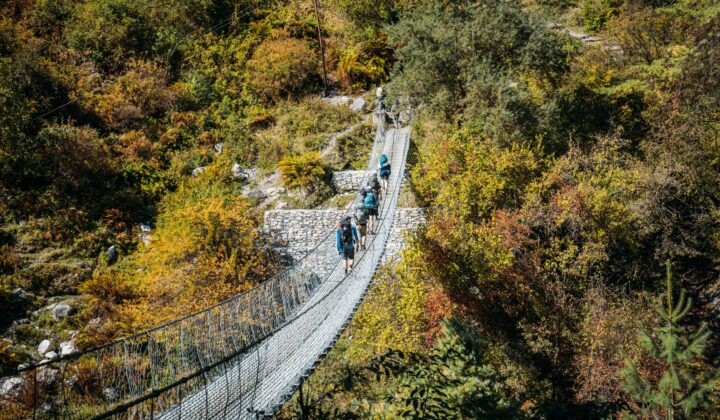 Suspension bridge on the Annapurna