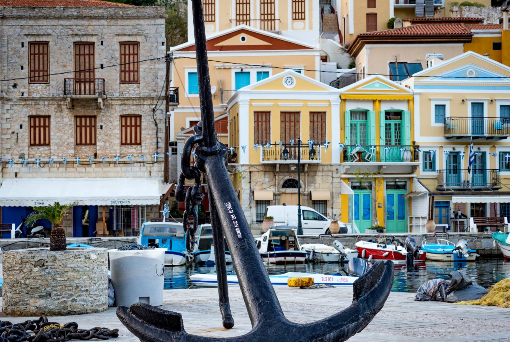 Anchor in the Greek town of Symi.
