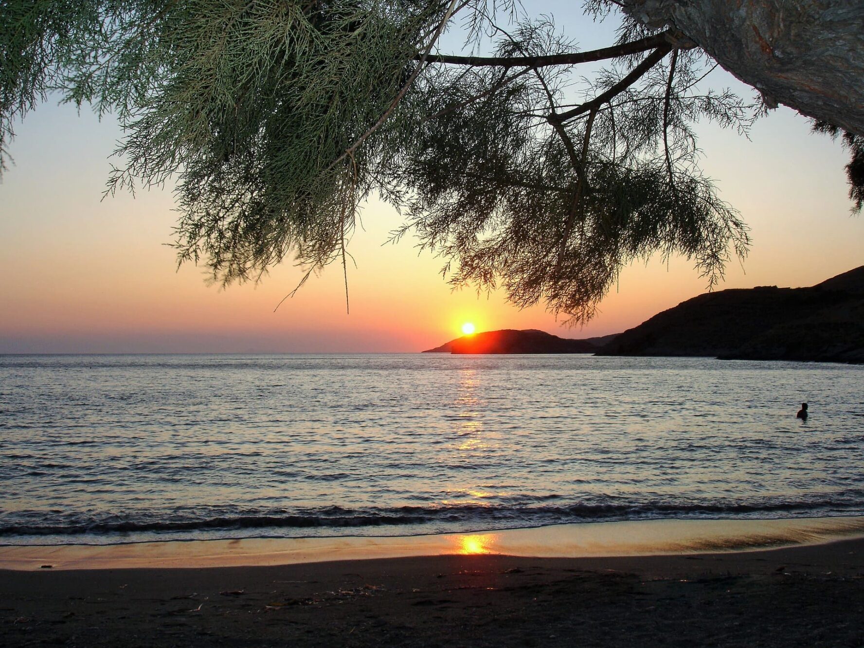Beach sunset in Greece