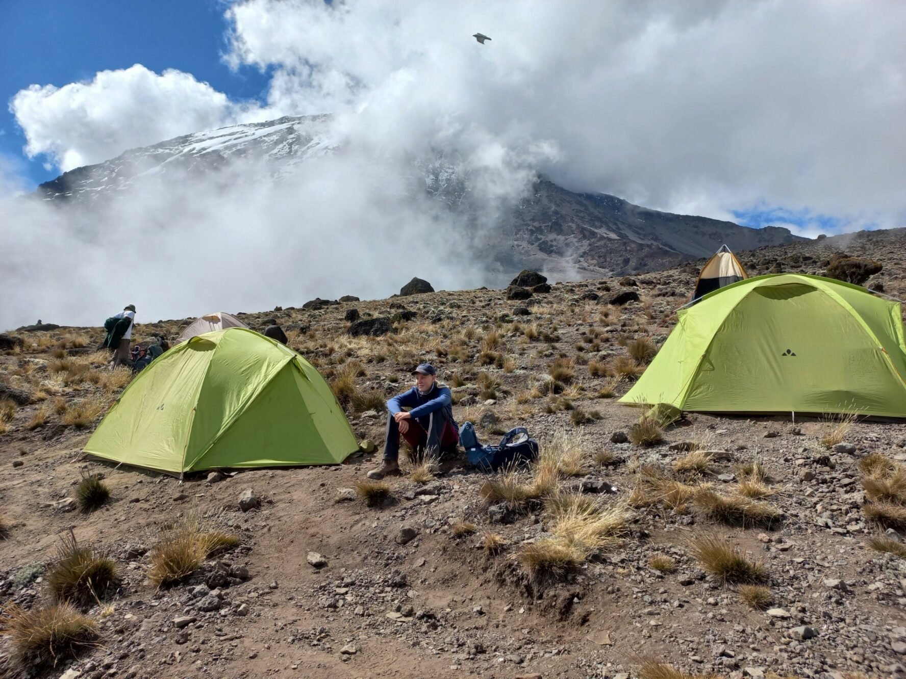 A camp on the Lemosho route near the top of Kilimanjaro.