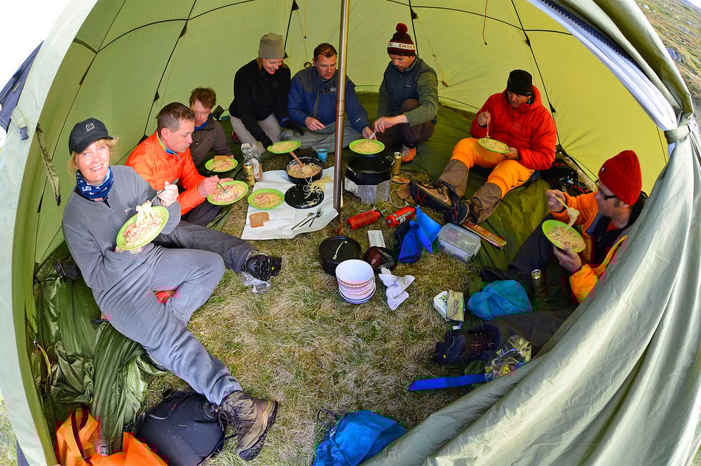 Camping on a kayak trip in Iceland