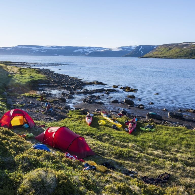 Camping out when kayaking in Iceland