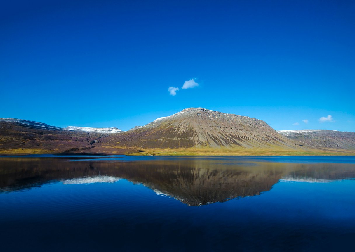 Reflection of a fjord in iceland