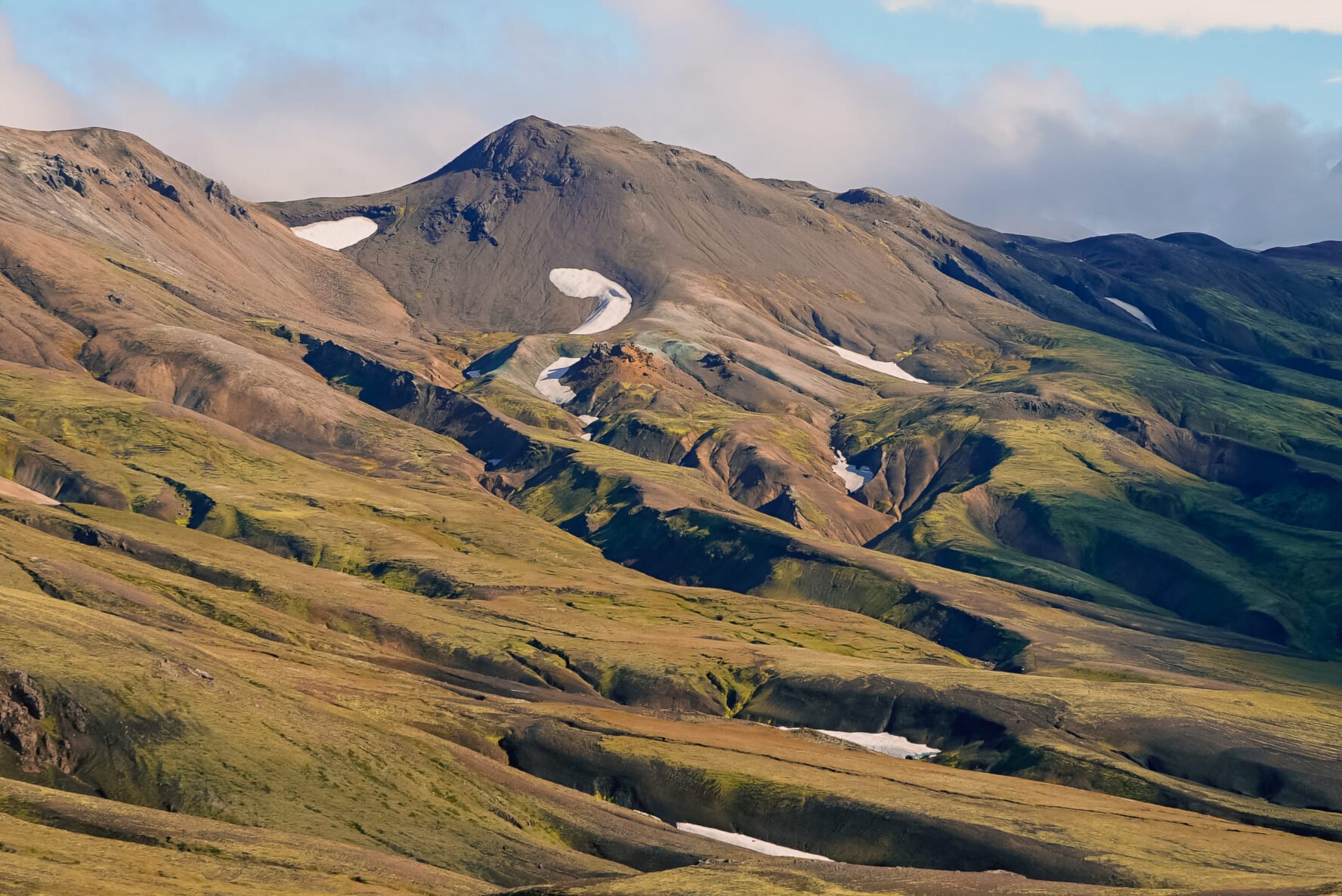 Green mountain valleys Iceland