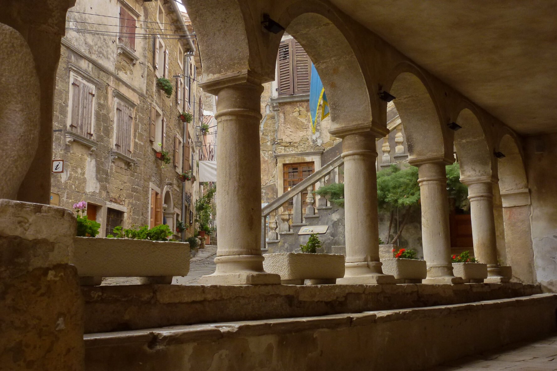 Loggia of an elegant house in the village of Grožnjan.