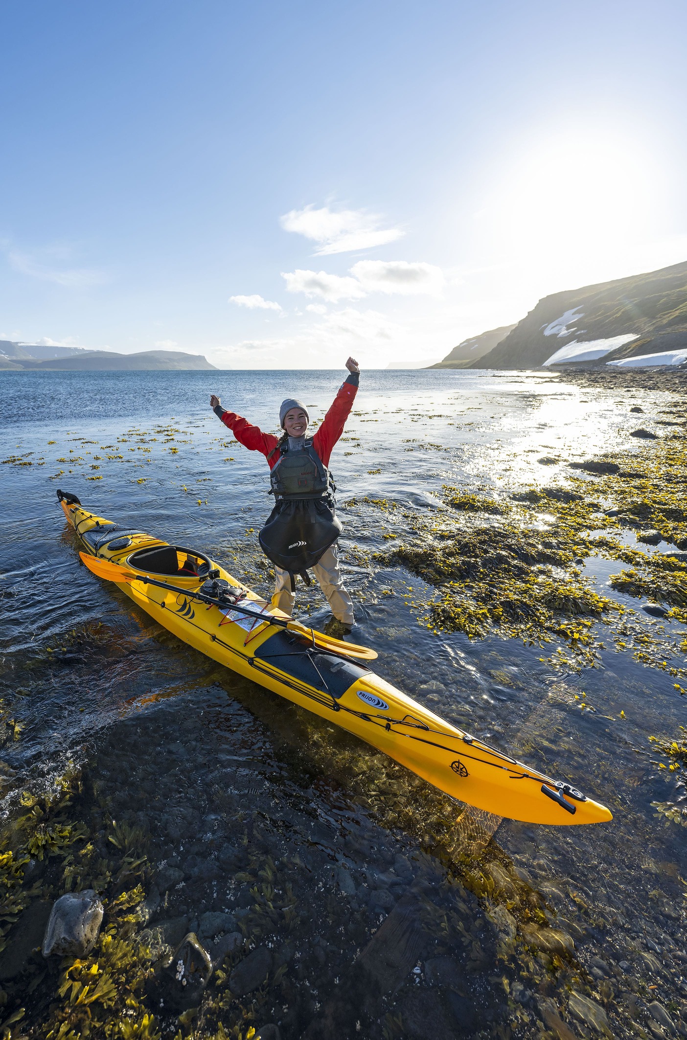 Happy kayaker in Iceland