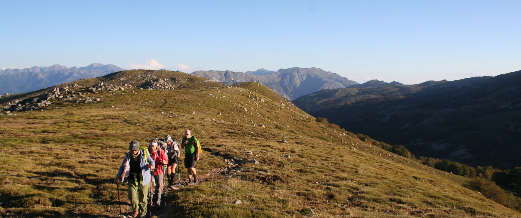 Hikers trekking in Corsica