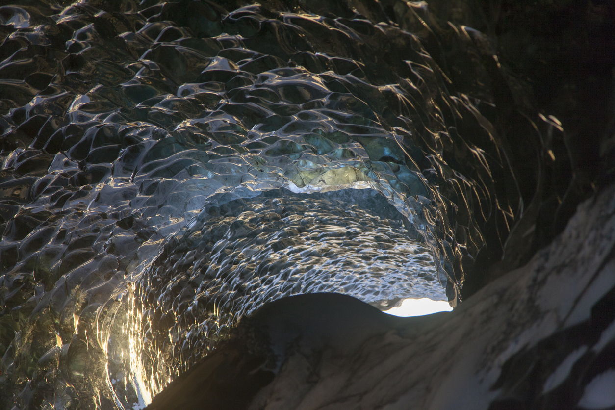 Iceland. Ice cave on Vatnajokull glacier during winter season