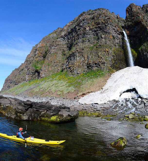 Kayak floating in Iceland