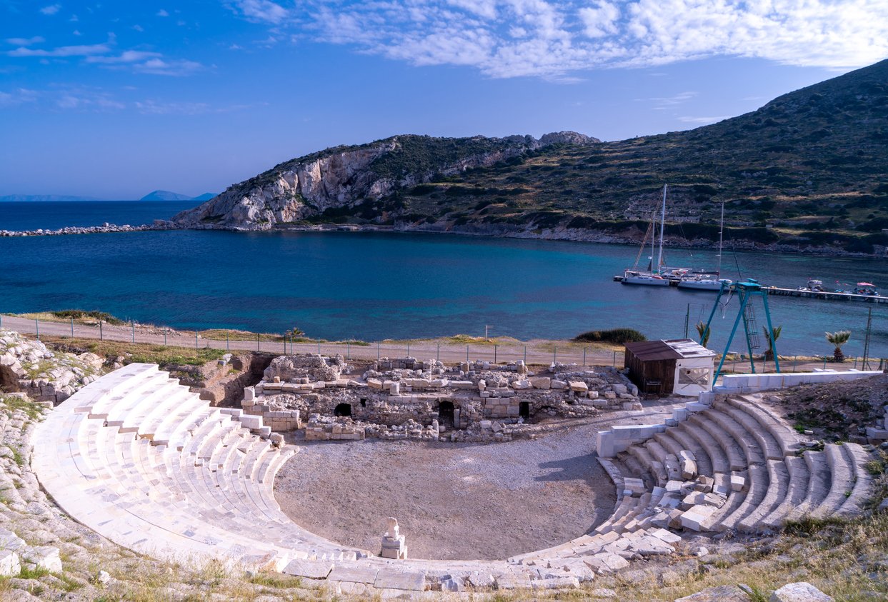 The remains of an ancient Greek theater on the island of Knidos.
