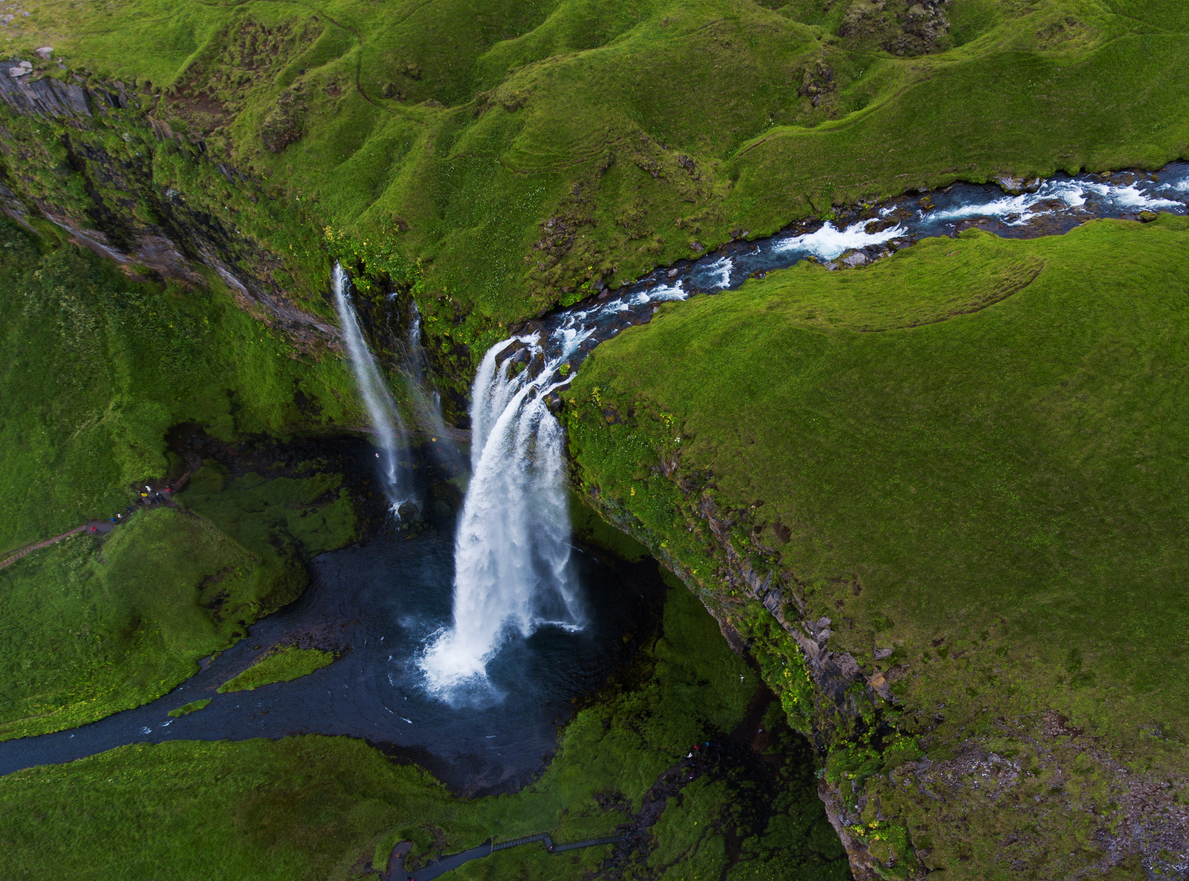 Seljalandsfoss waterfall in Iceland aerial