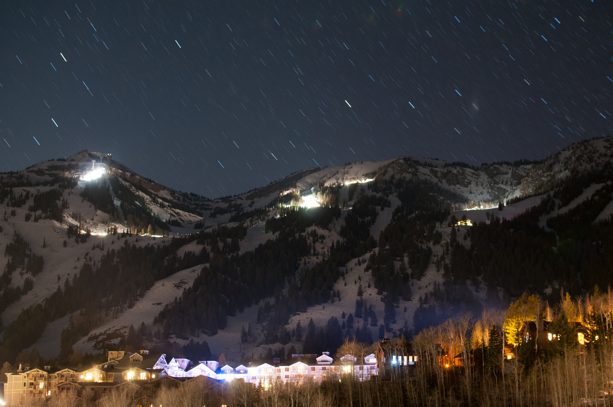 Teton village at night