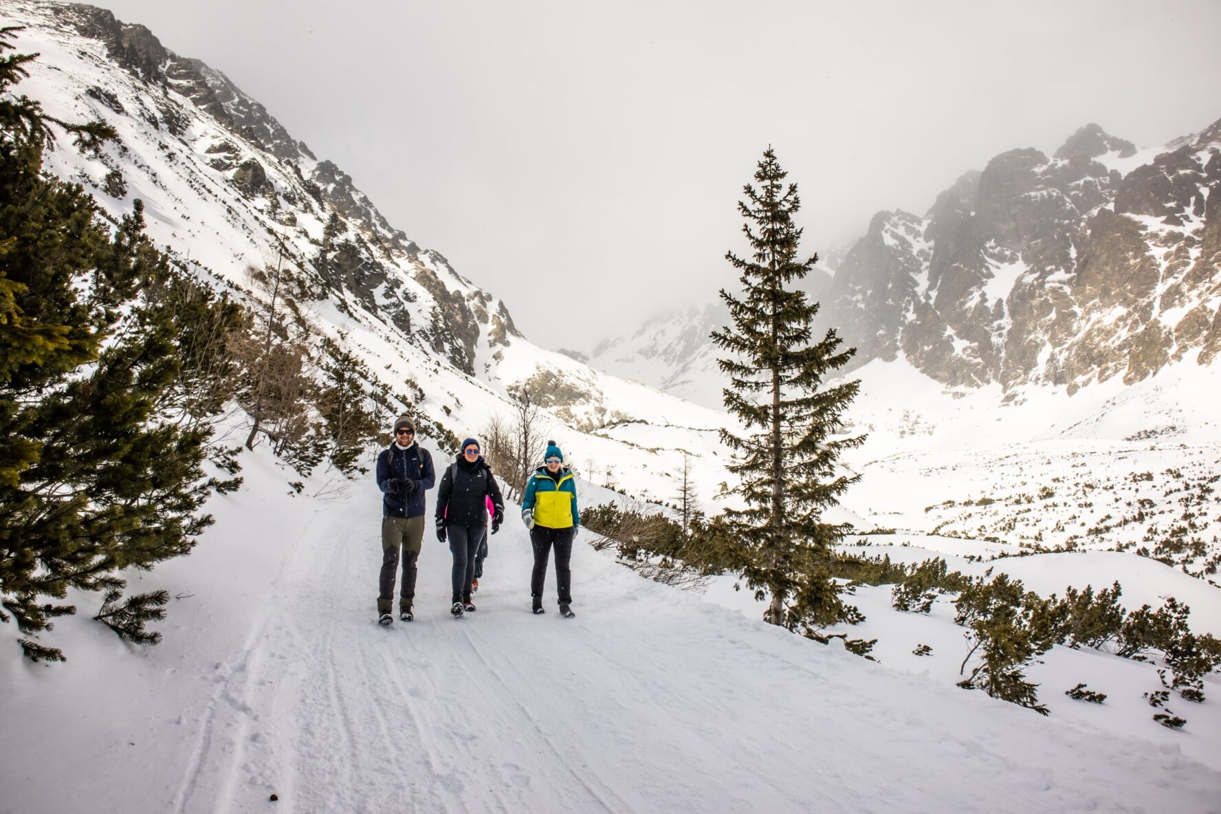 Three hikers in the Tatras
