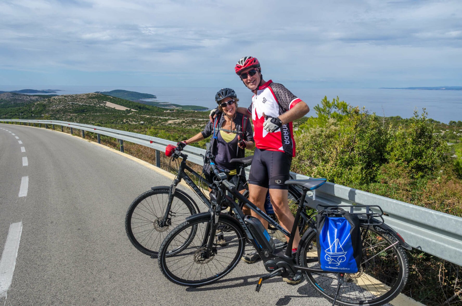 Two happy cyclists in Croatia