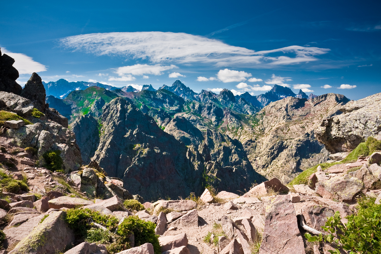 View of the Corsican mountains