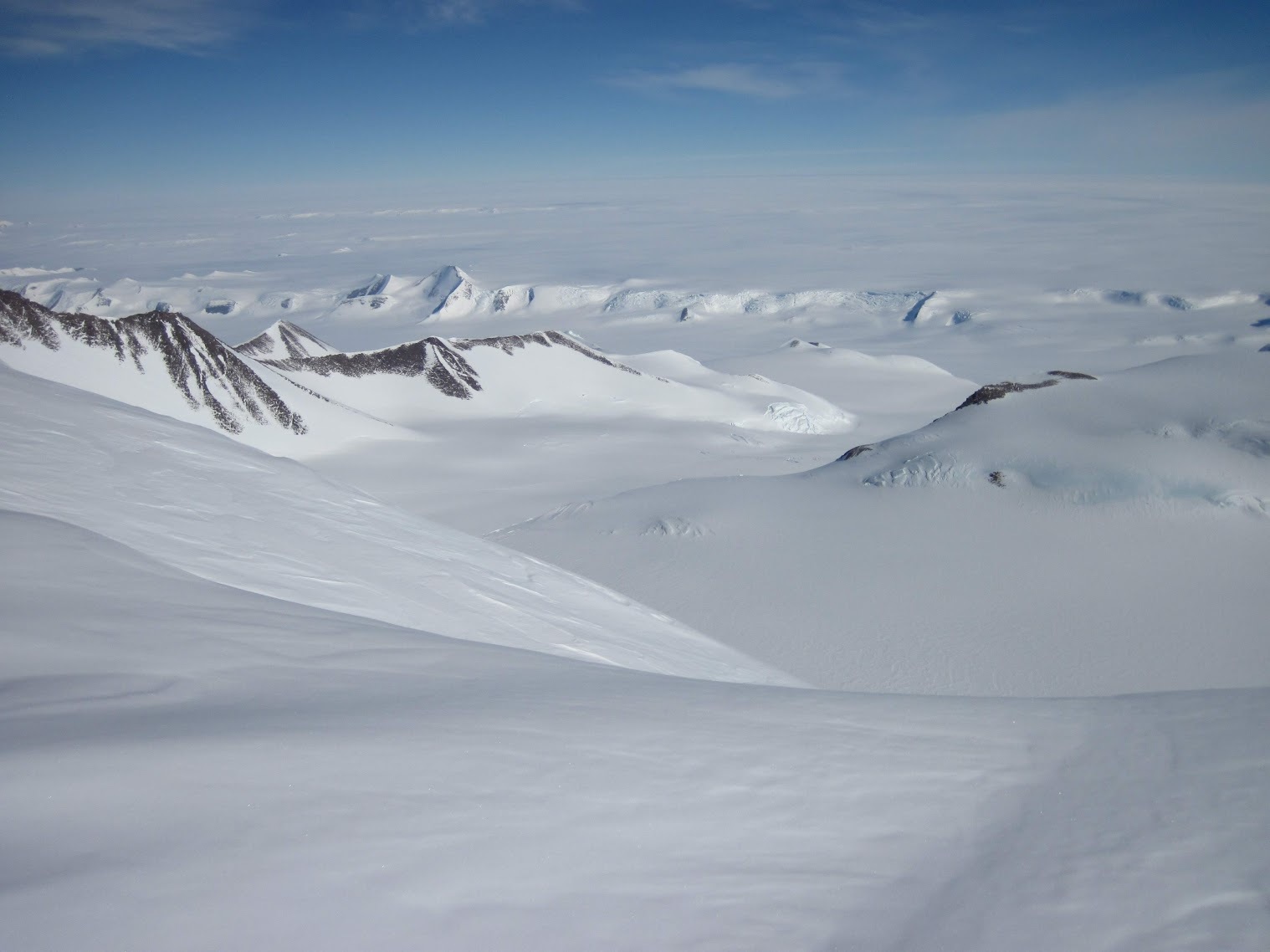 Aerial view of Antarctic landscapes.