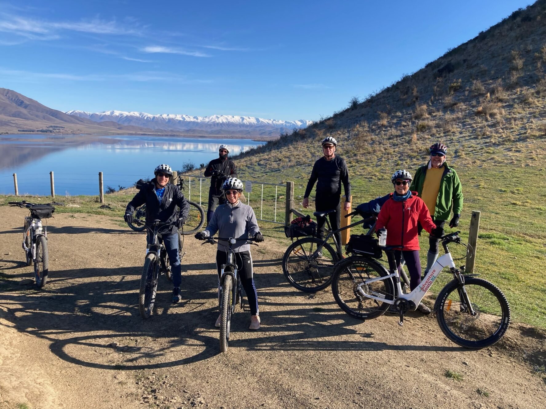 A group of cyclist in NZ winter