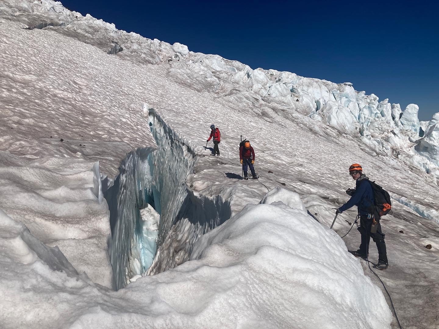 Climbing Hotlum Glacier