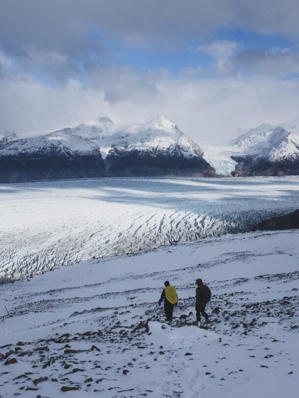 Two women hikers in Torres del Paine National Park, Chile.