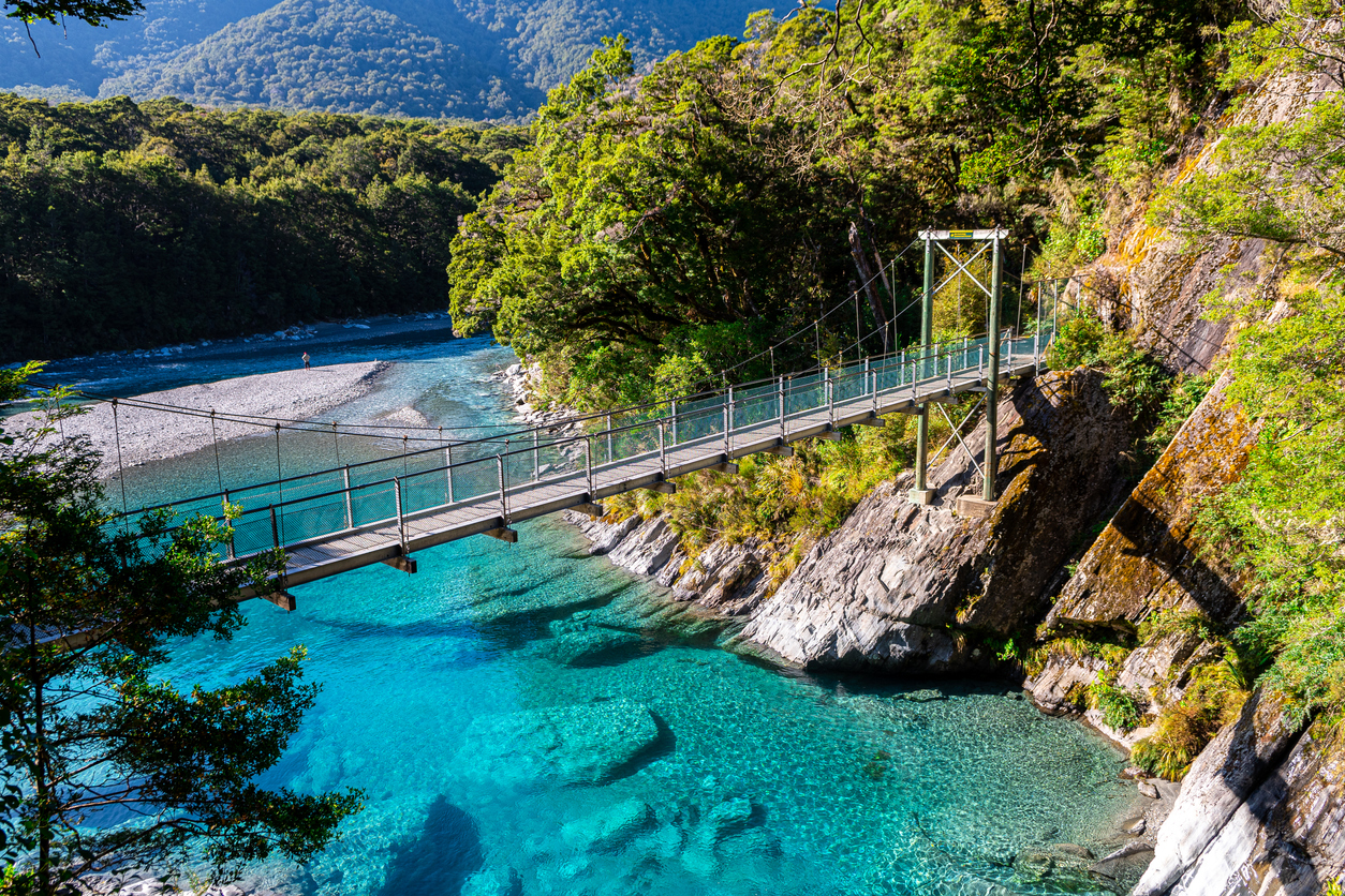 Turquoise Hokitika Gorge in New Zealand.