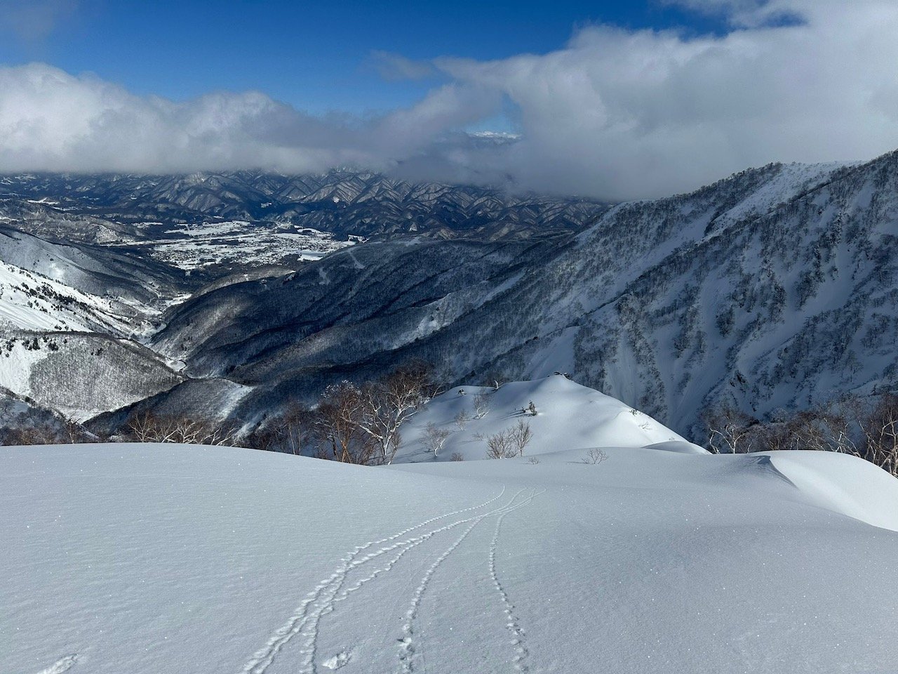 Japan mountain view while skiing