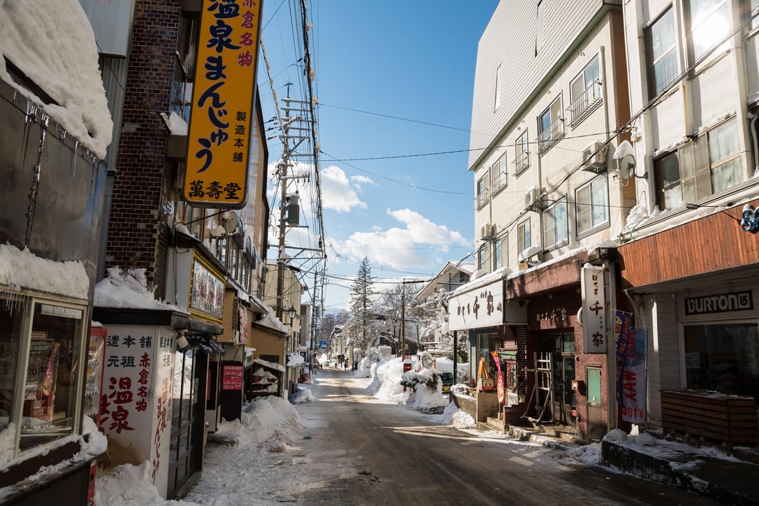 Japanese town and snow