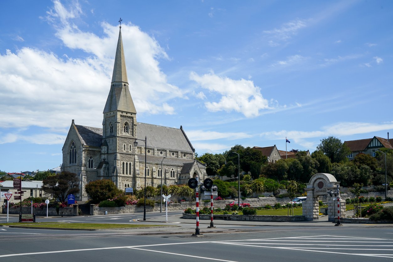 A Gothic Revival church in the city of Oamaru, New Zealand.