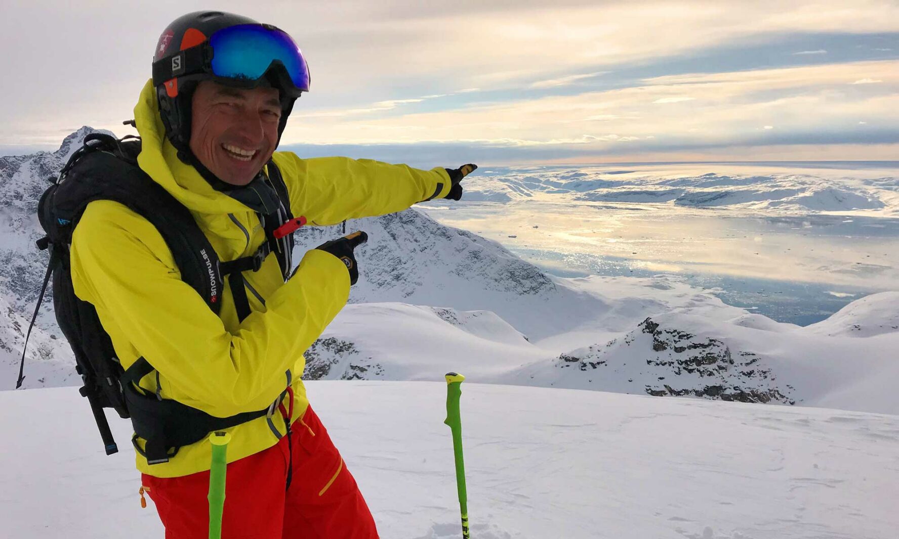 One happy skier in Greenland