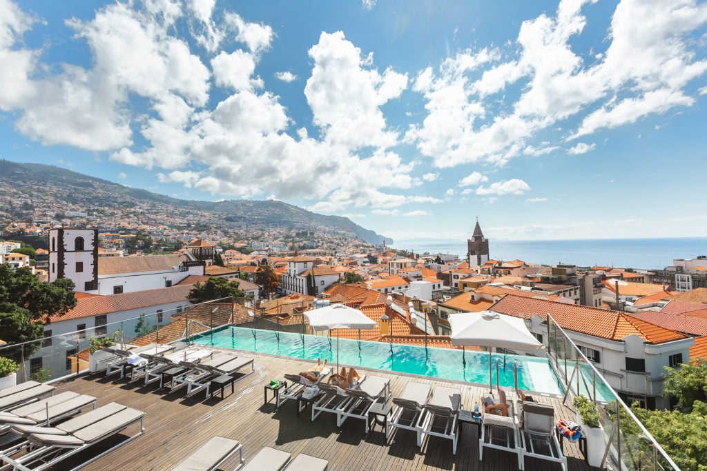 Pool view from a boutique hotel in Madeira