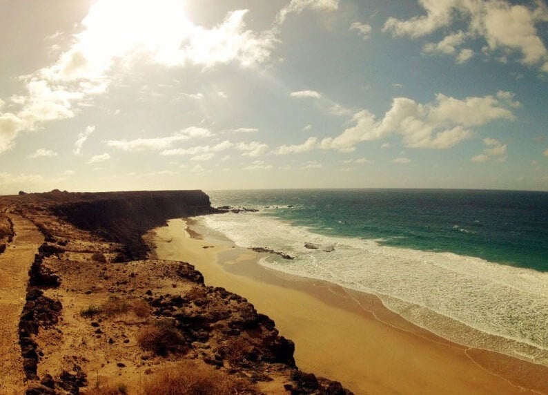 Sunset at the beach of Fuerteventura.
