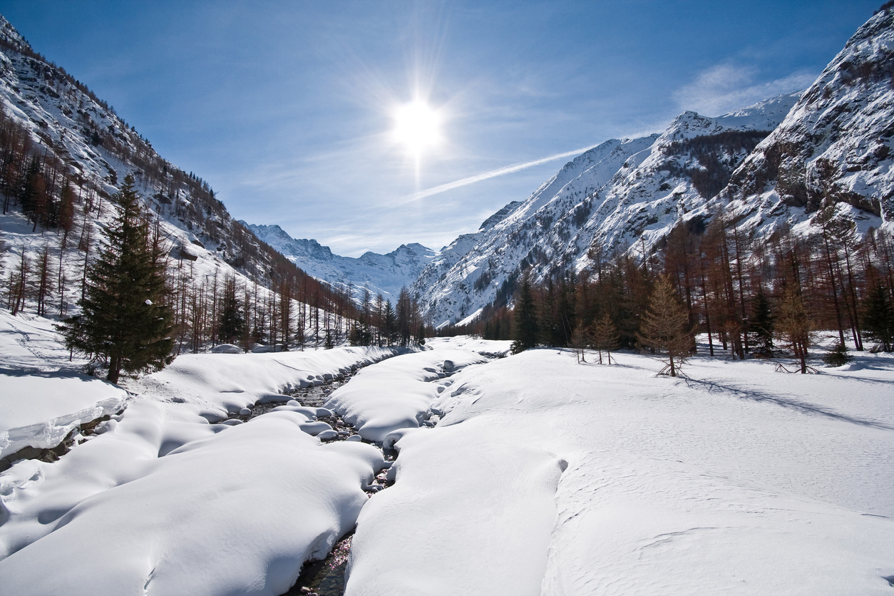 Valnontey valley in Italy’s Gran Paradiso National Park during winter.