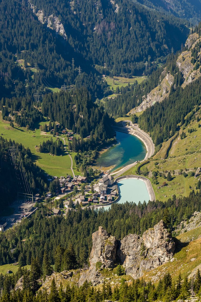 Aerial view of Fionnay village