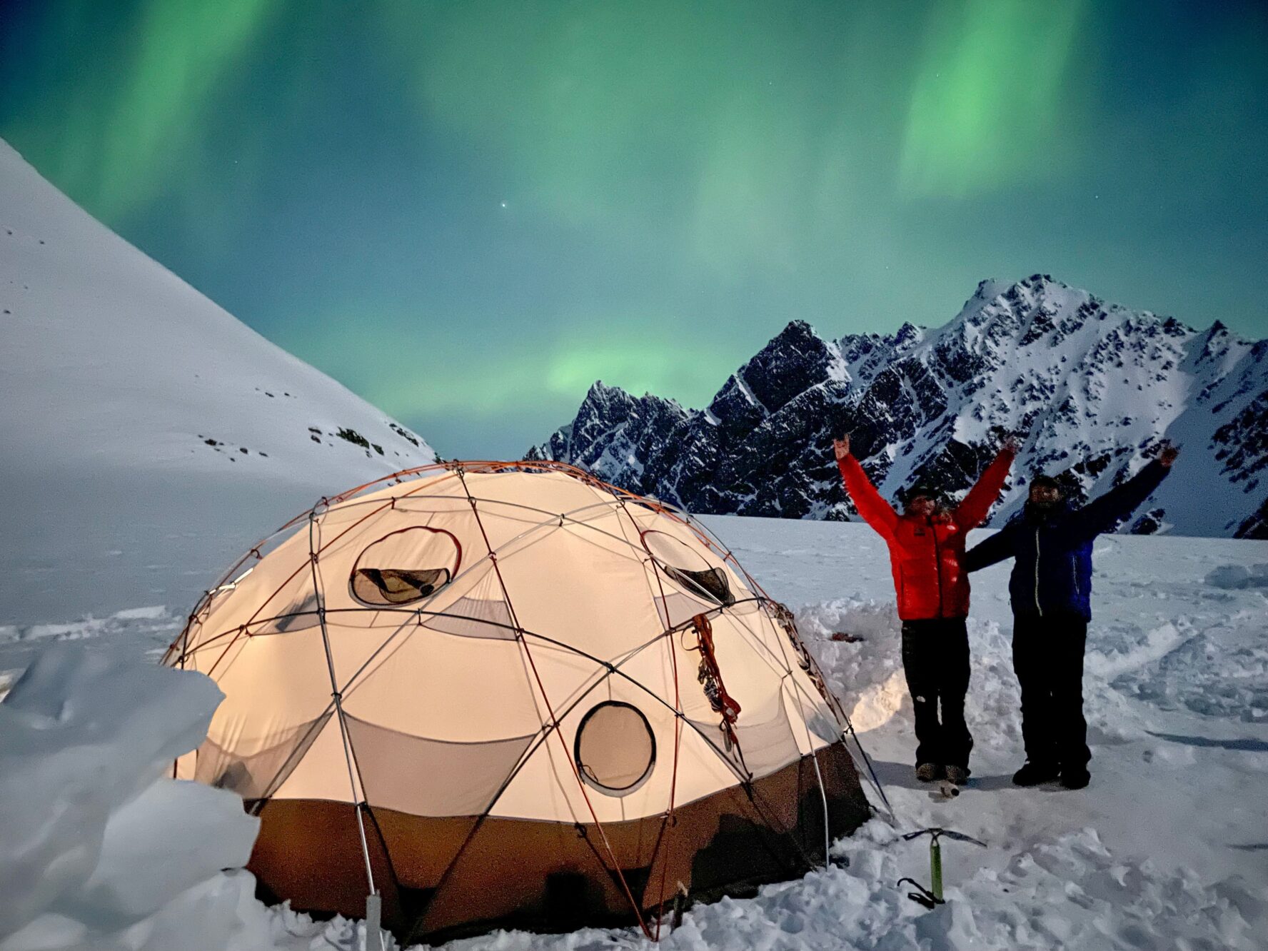 Base camp on a glacier in Alaska