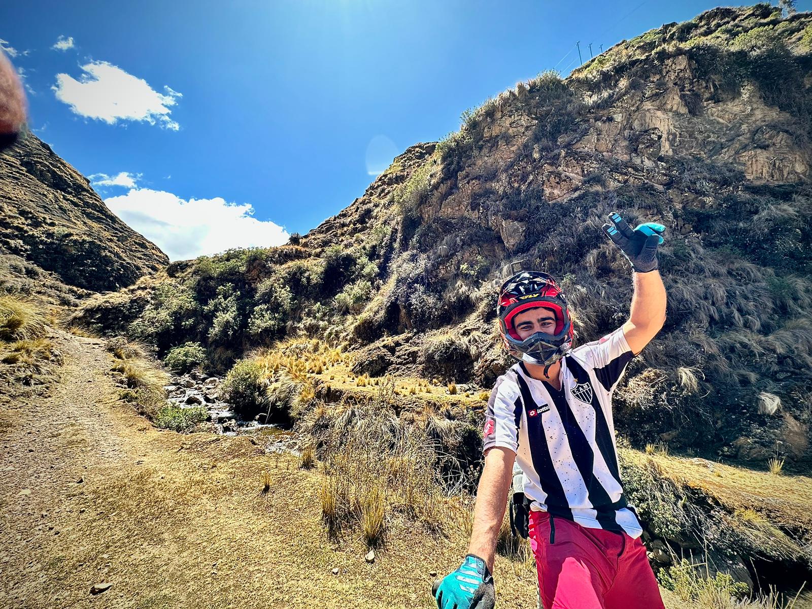A mountain biker happy on the trail