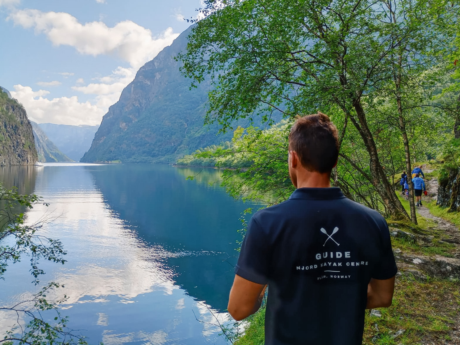 Guide looking at the stunning Norwegian nature