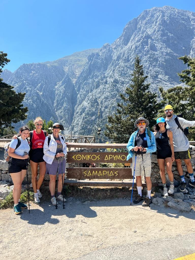 Hikers posing for a photo in Crete