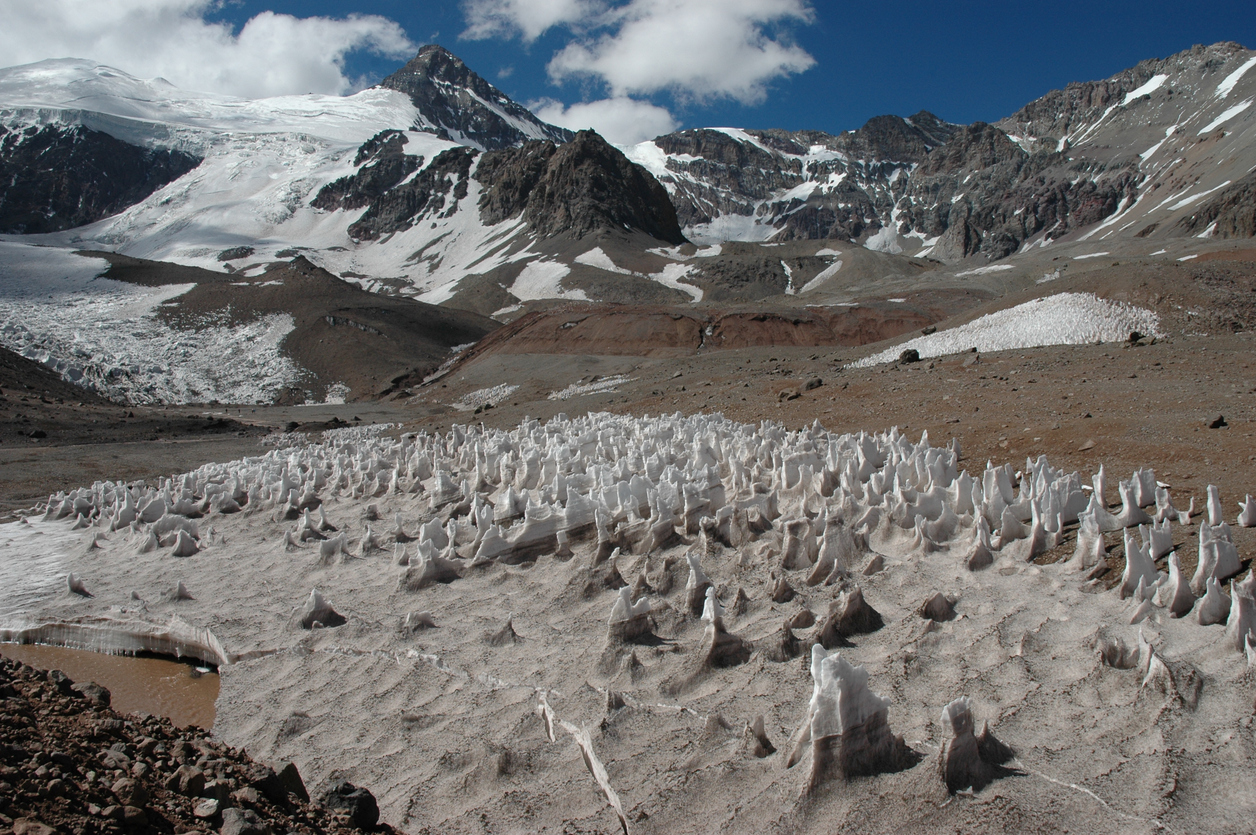 Ice formations near Mt Aconcagua.