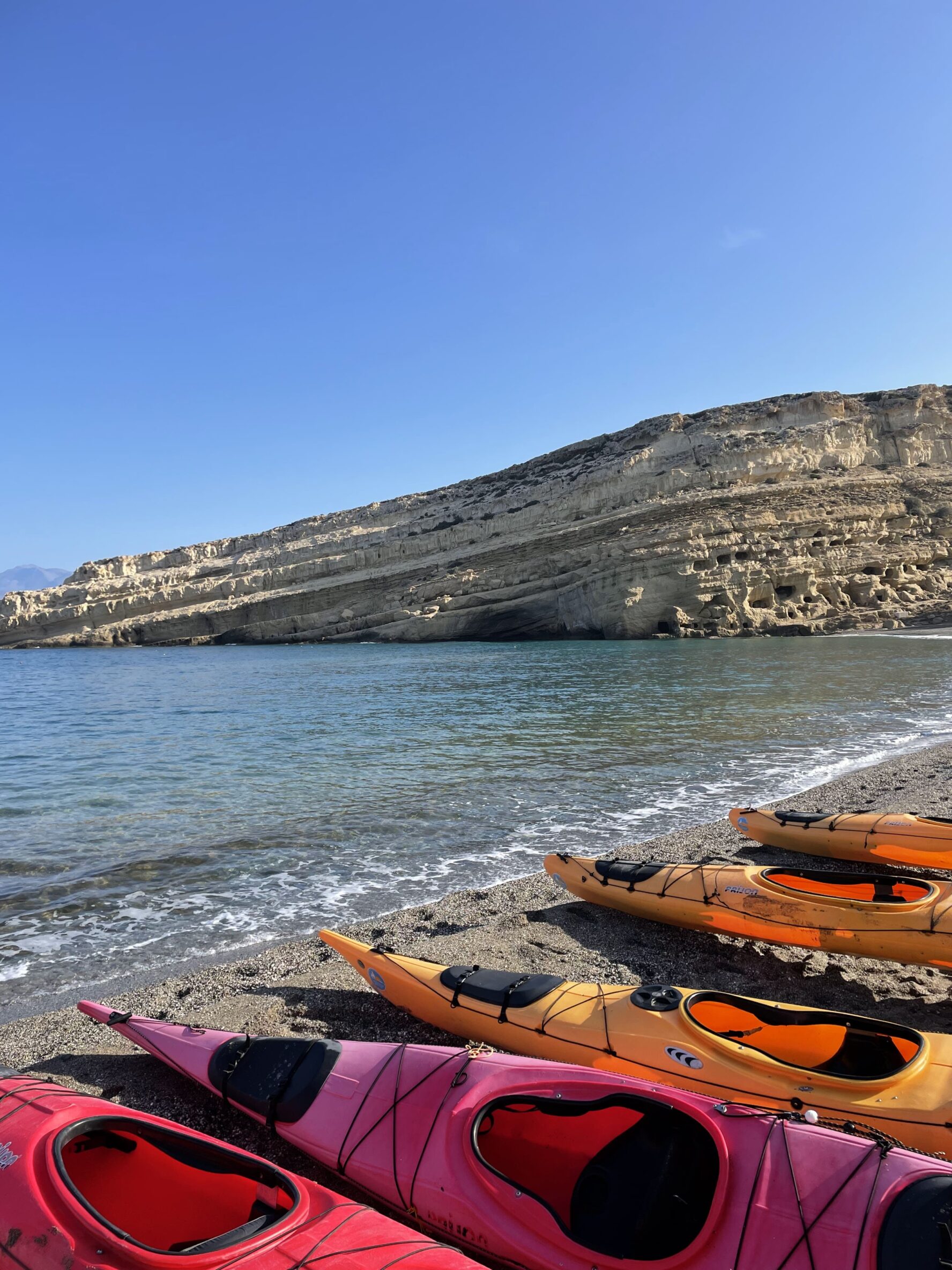 Kayaks ready on the beach