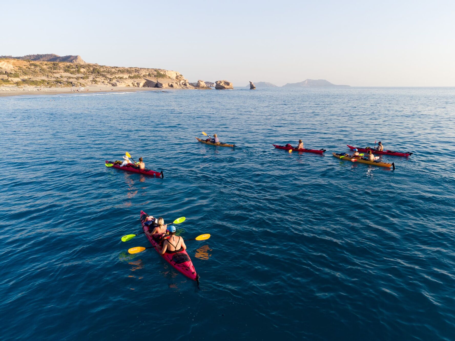 Kayaks on the sea in Crete