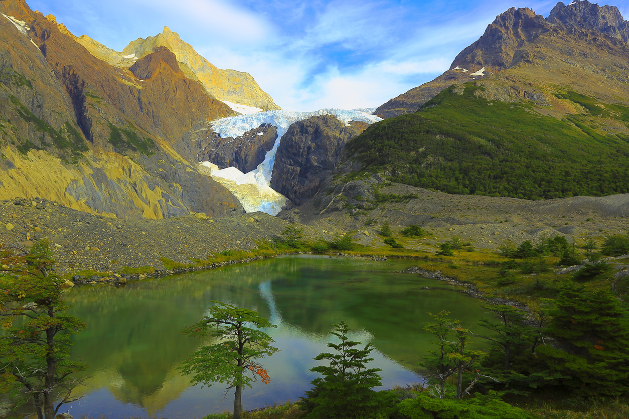 Los Perros Glacier seen during the O Circuit Trek in Torres del Paine.